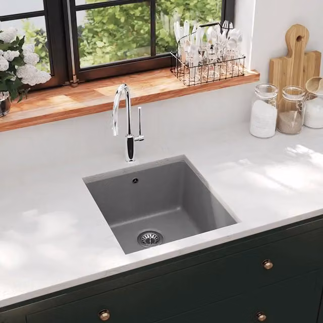Lavello da cucina a vasca singola in granito vidaXL colore grigio L/P/H: 46 x 42 x 31 cm – 1