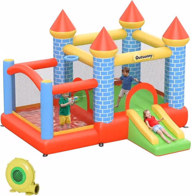 Castello Gonfiabile con Scivolo e Piscina ¨C Xylo ¨C 280x260x210 cm per 3 Bambini 3-8 Anni