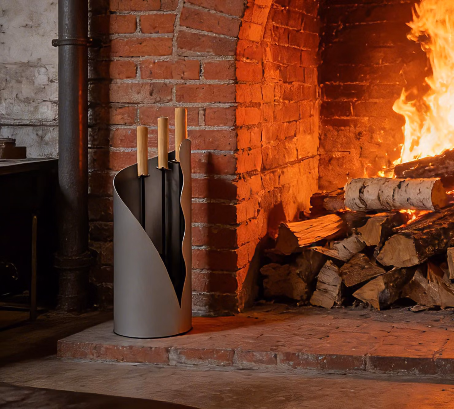 Omgoods - Set di 3 utensili in legno duro con manici in legno