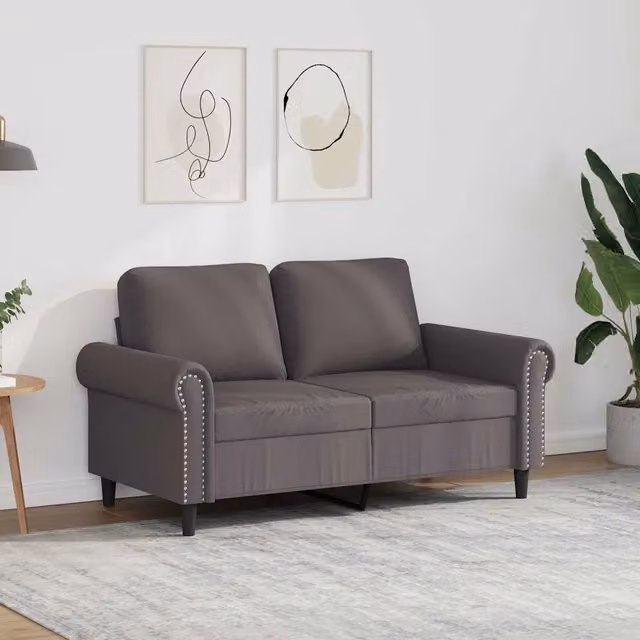 Divano a 2 posti moderno vidaXL in similpelle grigio con struttura in metallo – 1