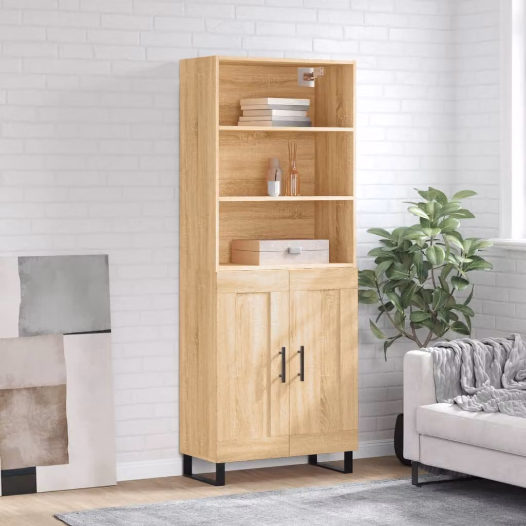 Credenza moderna vidaXL in legno multistrato color rovere Sonoma, L: 69,5 cm, P: 34 cm, H: 180 cm