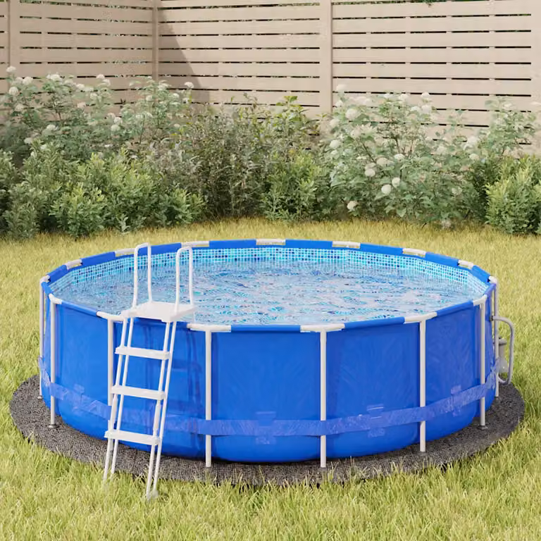 Telo per fondo piscina rotondo vidaXL in tessuto non tessuto, Ø 306 cm, grigio e blu