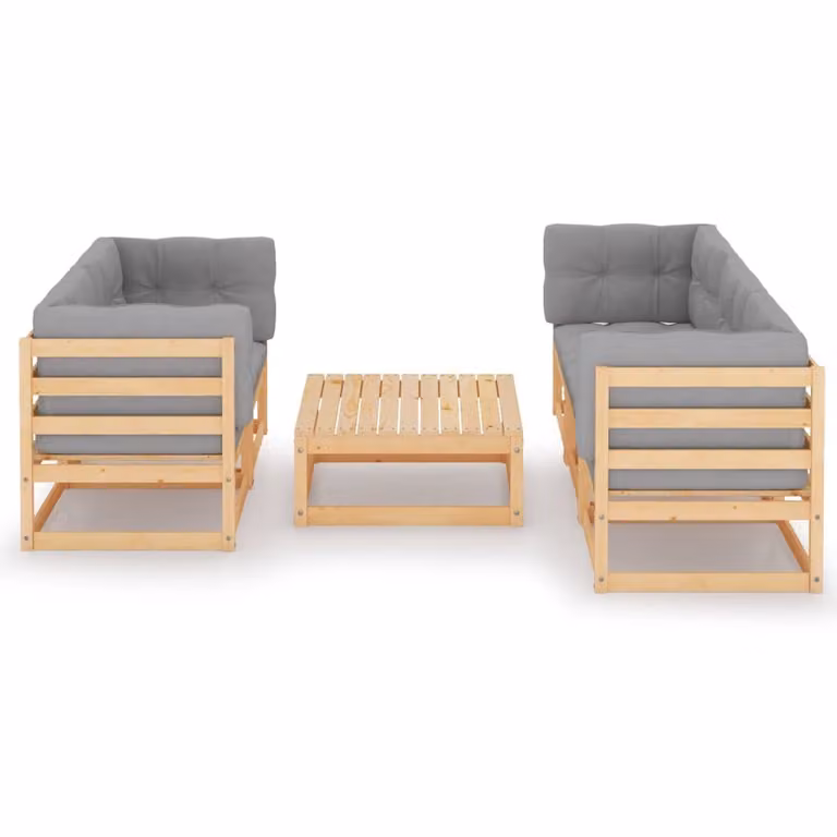 vidaXL set da giardino da 6 pezzi con cuscini in legno di pino massiccio