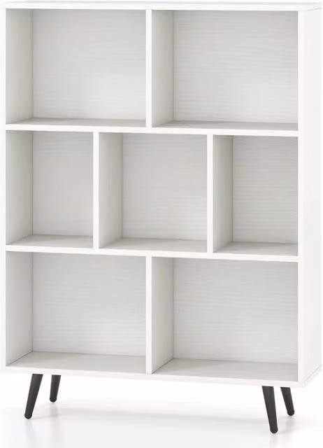 Scaffale moderno portaoggetti a 7 cubi 80 x 24 x 107 cm con caratteristiche di sicurezza rinforzate sensazione di comfort legno MDF bianco 20_0014792