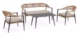 Set da esterno Bizzotto JANDIA per 4 persone in alluminio e poliestere, colori Antracite e Beige
