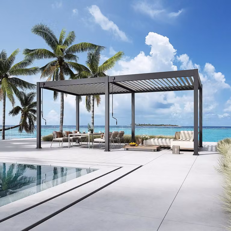 Pergola Weide Deluxe interamente in alluminio 3x6 m con tetto a lamelle, indipendente, antracite