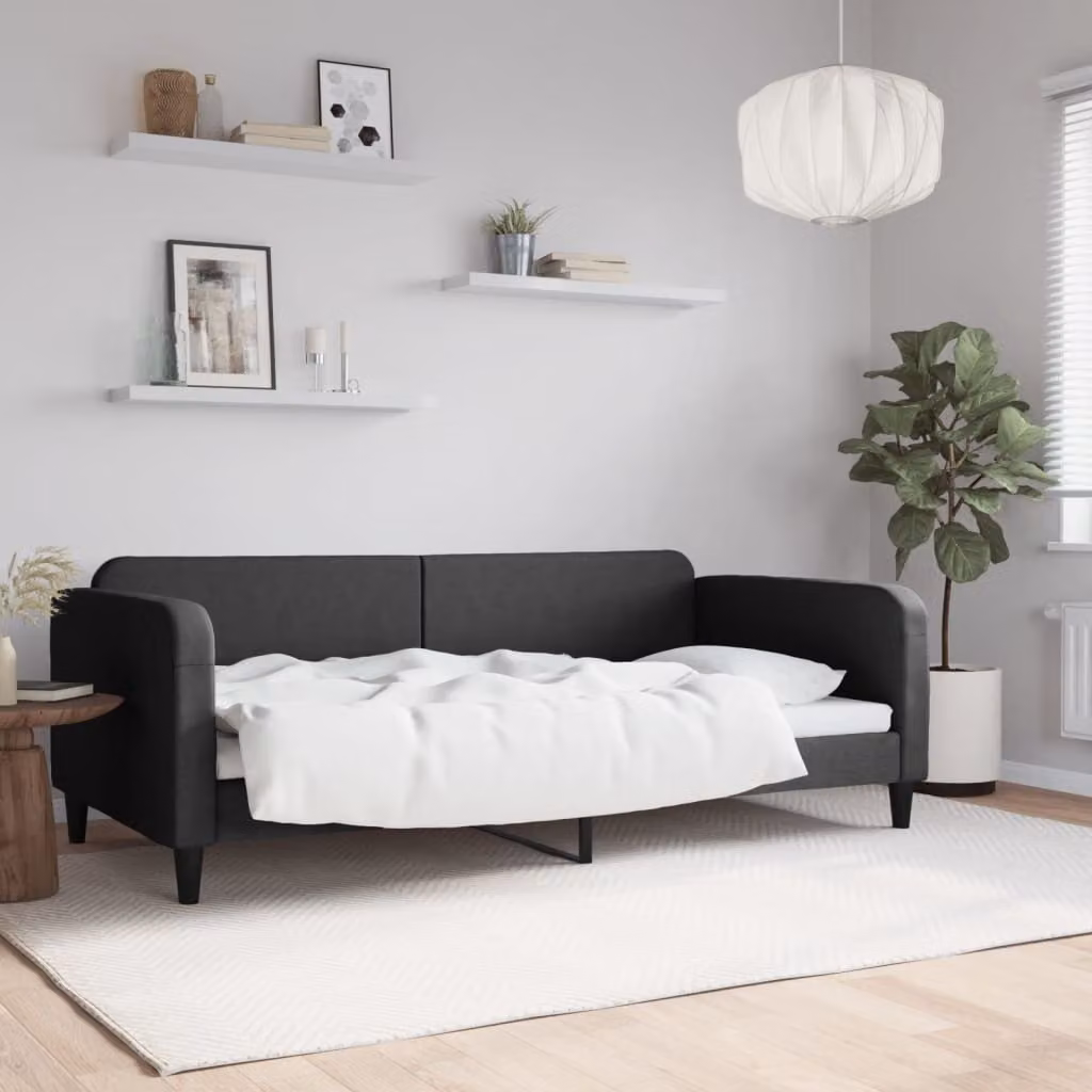 Maison Exclusive - Letto a giorno nero, 100x200 cm, rivestito in tessuto