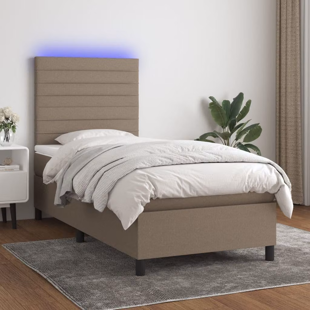 Maison Exclusive - Letto a Molle con Materasso e LED Tortora 90x200 cm in Tessuto