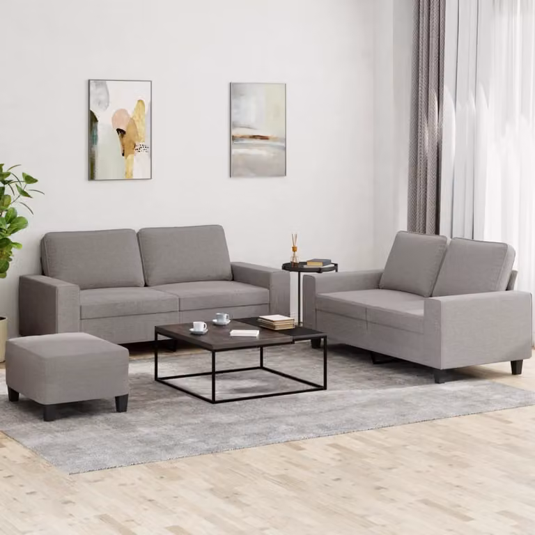 Set di divani da soggiorno moderno vidaXL in tessuto beige e grigio con cuscini inclusi