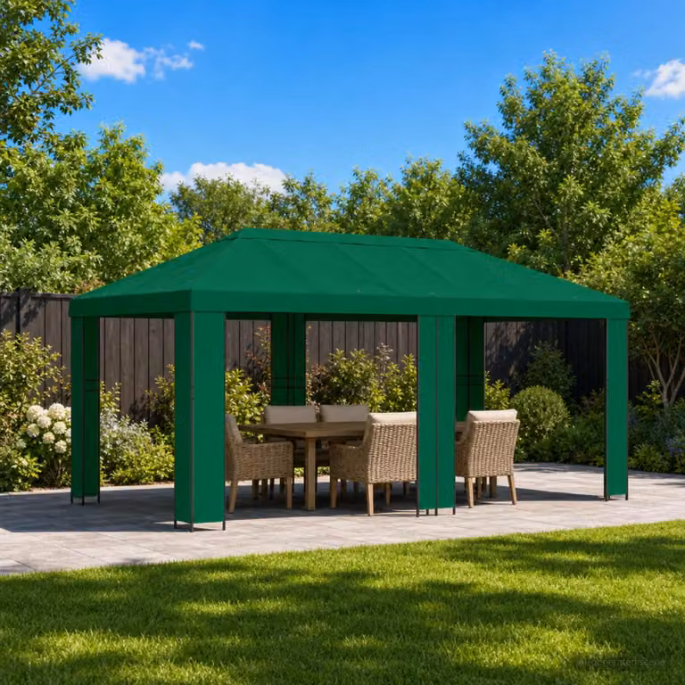 vidaXL Gazebo da giardino in acciaio e poliestere Verde e Nero 6 x 3 m