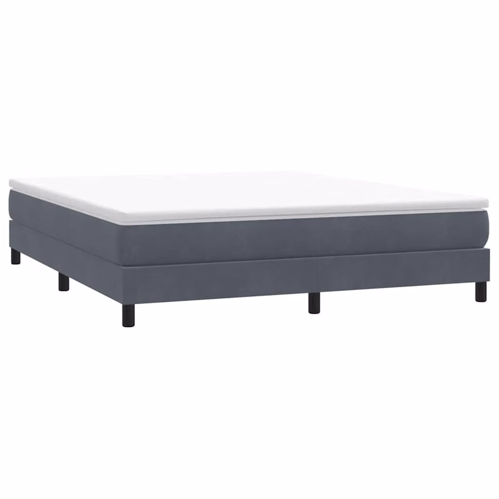 vidaXL Giroletto a Molle in Velluto Grigio con Doghe in Legno L: 183 cm, P: 213 cm
