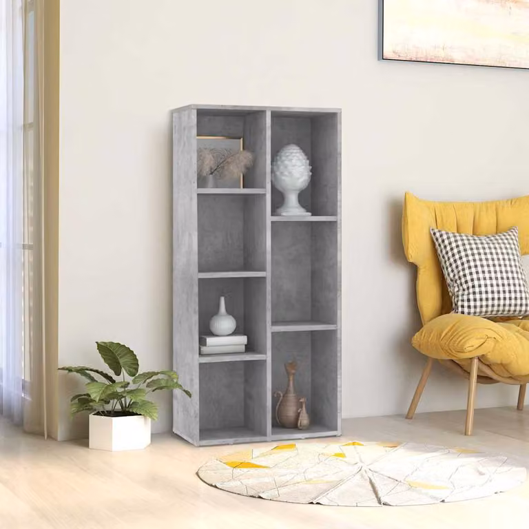 Libreria vidaXL Grigio Cemento in Legno e MDF, L 50 cm x P 25 cm x H 106 cm
