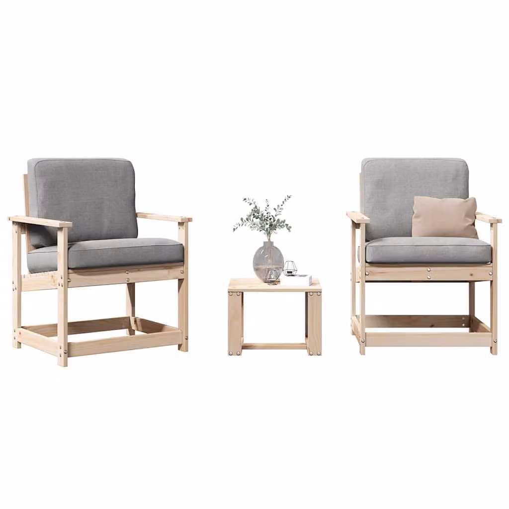 Set Salotto da Giardino 3 pz vidaXL in Legno Massello di Pino Rustico