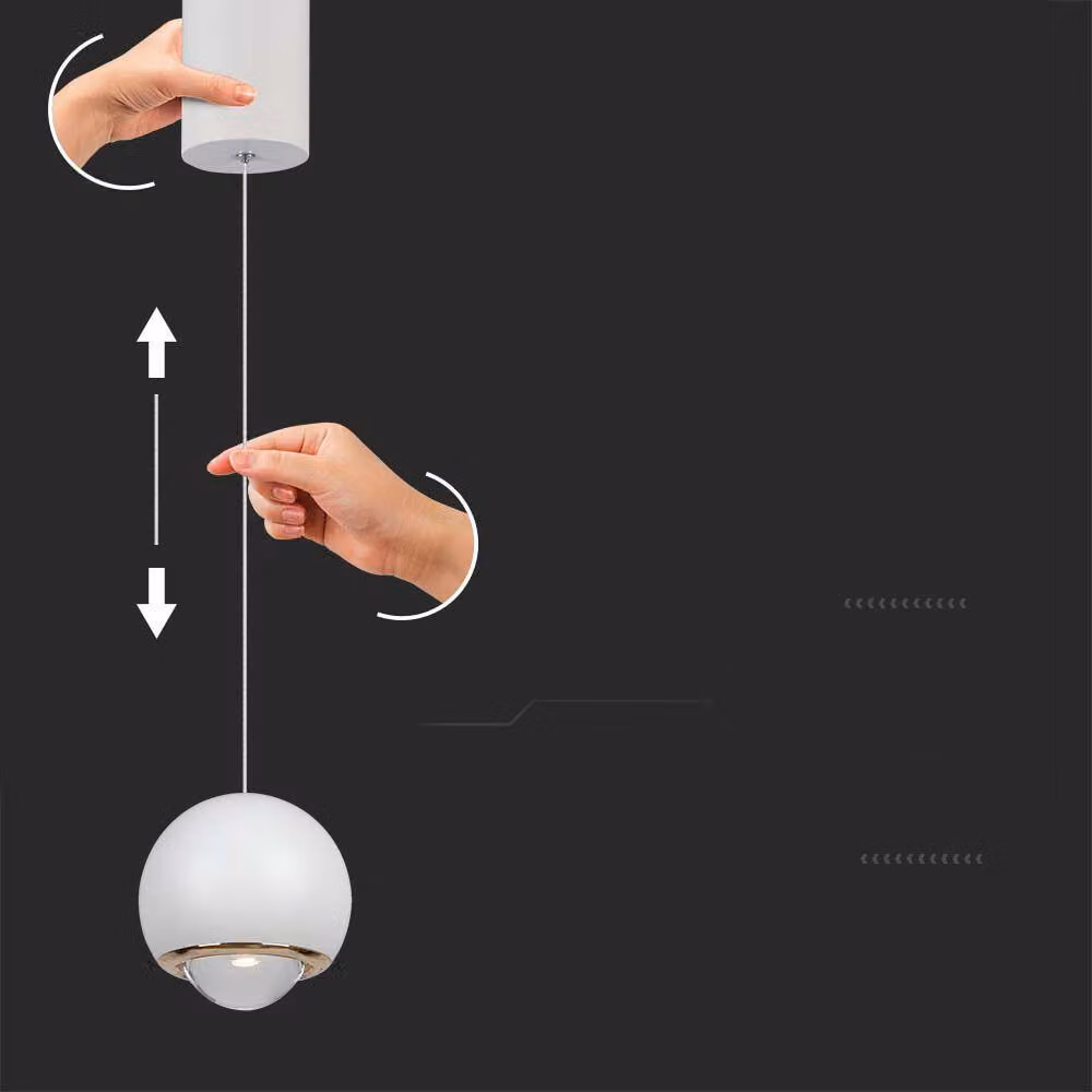 V-TAC VT-7508 Lampadario led 5W a sospensione forma di Campana altezza regolabile colore bianco 3000K - 10342