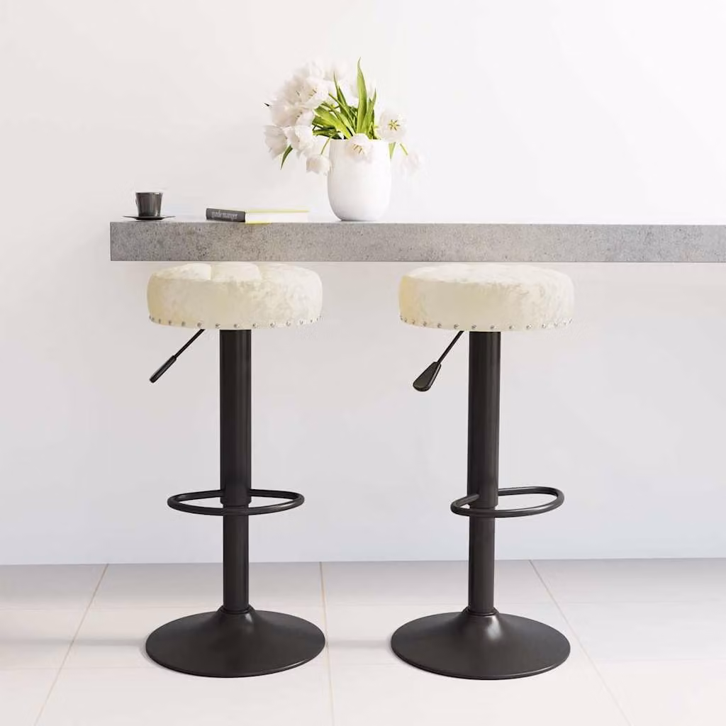 Set di 2 sedie da bar vidaXL in velluto beige con base girevole 360 gradi