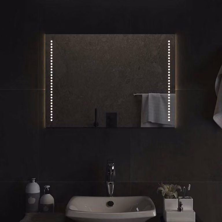 Specchio da bagno moderno vidaXL con luci LED, rettangolare, L: 70 cm x H: 50 cm