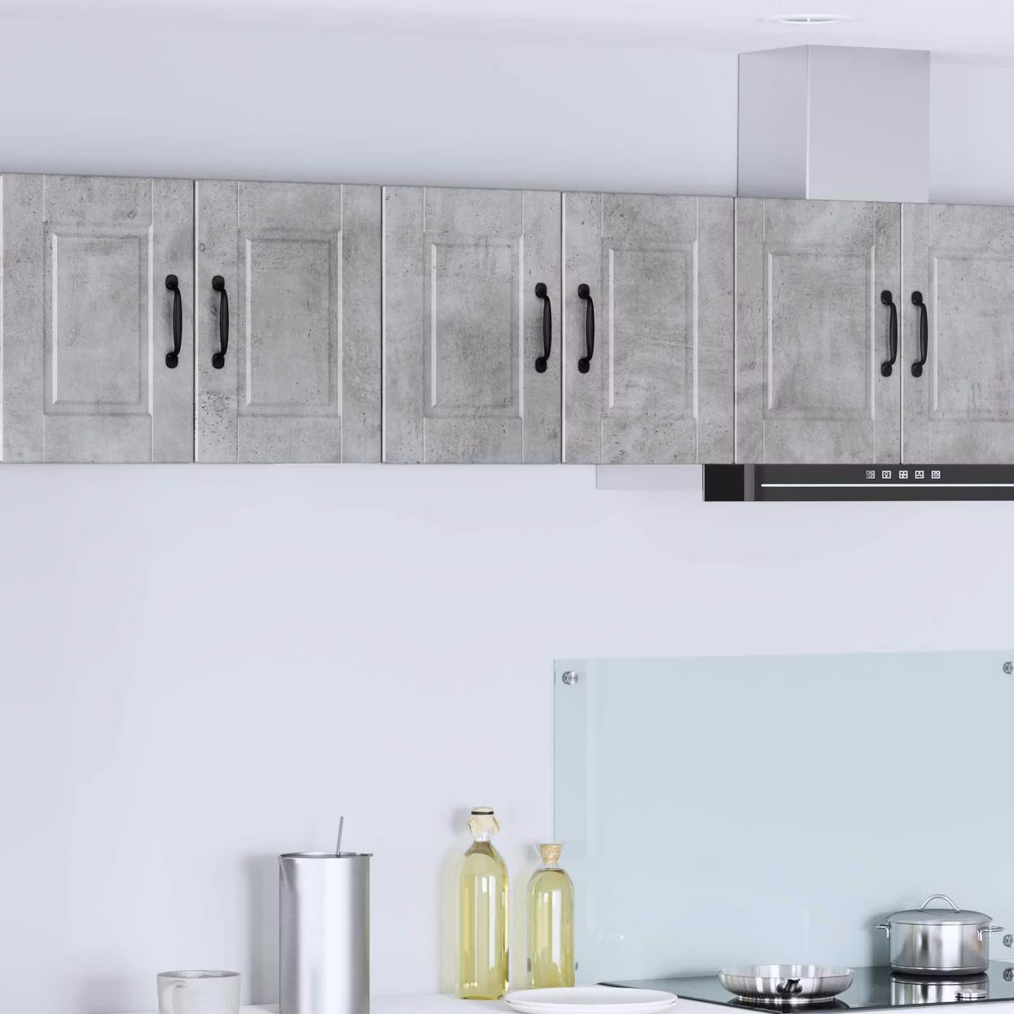 Set di 2 armadietti a muro PORTO vidaXL in stile moderno, colore grigio cemento, con ante a battente e ripiani interni, L/P/H: 60 x 31 x 40 cm