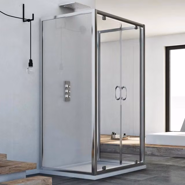 Box Doccia 3 lati 75x80x75 CM H185 trasparente mod. Sintesi Trio 2 Ante
