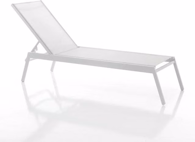 Lettino da mare Tommis in tessuto bianco e alluminio verniciato L: 56 cm, P: 157 cm, H: 100 cm