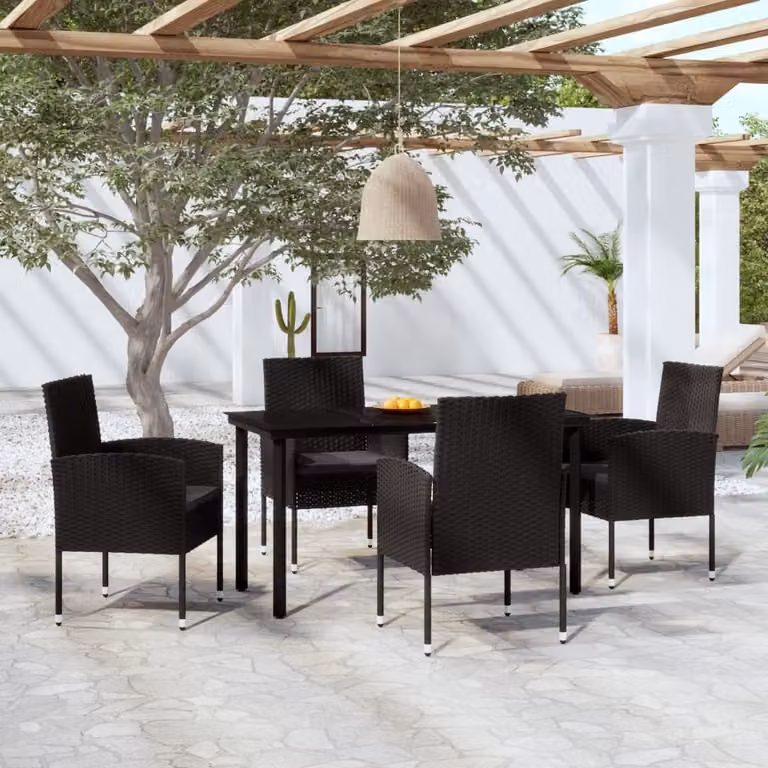 Maison Exclusive - Set da pranzo da giardino 5 pezzi nero