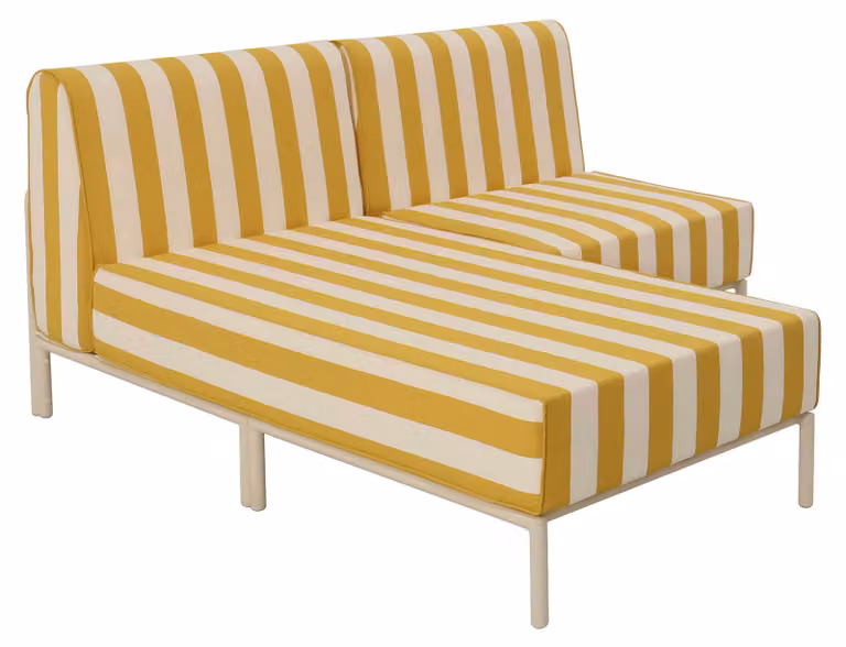 Set modulare di mobili da giardino bassi a strisce 2 posti giallo - Oviala Patio