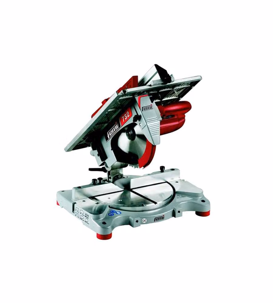 Troncatrice per legno Femi 732 con piano superiore, potenza 1550 W, lama da 254 mm, taglio combinato 47° e capacità di taglio 162x78 mm, colore rosso – 2