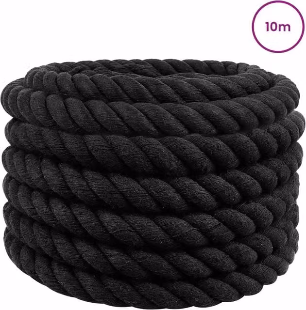 Fune in cotone nera DESIGN IN, L/P/H: 6 x 6 x 1000 cm