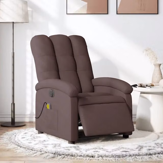 Poltrona relax reclinabile elettrica con massaggio in tessuto marrone scuro