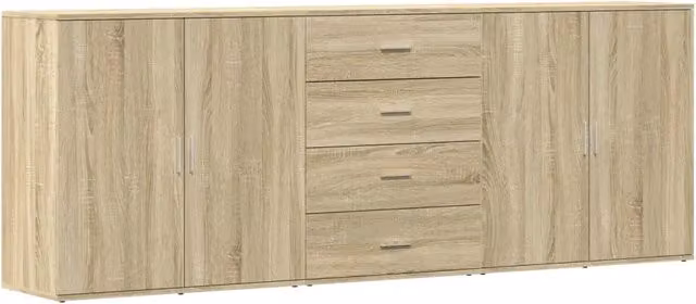 Credenze 3 pz | Madia | Buffet da pranzo | Armadio da pranzo Rovere Sonoma in Legno Multistrato