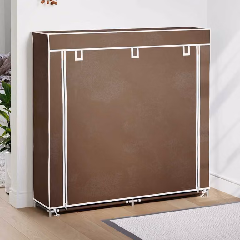 Scarpiera moderna vidaXL in metallo marrone, L: 115 cm, P: 28 cm, H: 110 cm