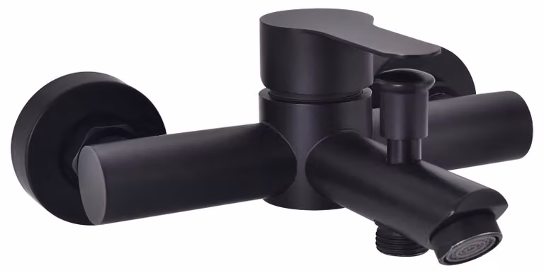 Rubinetto per vasca - Monocomando - Montaggio a parete - Nero opaco - Acciaio inox SUS304 - Due uscite