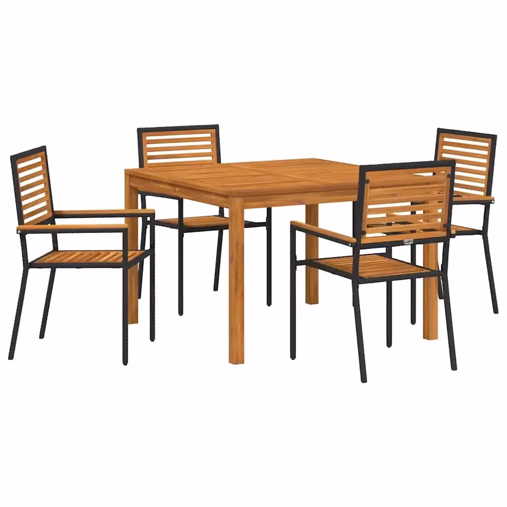vidaXL Set da Pranzo per Giardino 5 pz in Legno di Acacia Nero e Marrone – 2