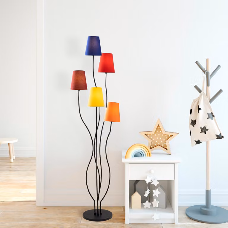 Opviq, Bonibon - 13232, Lampade da terra, Multicolore, Metallo, 44 x 44 x 160 cm