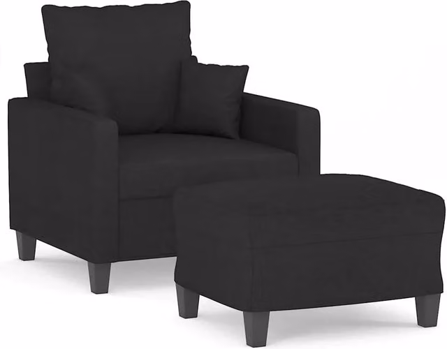 Poltrona | Sedia Relax con Poggiapiedi Nero 60 cm in Tessuto