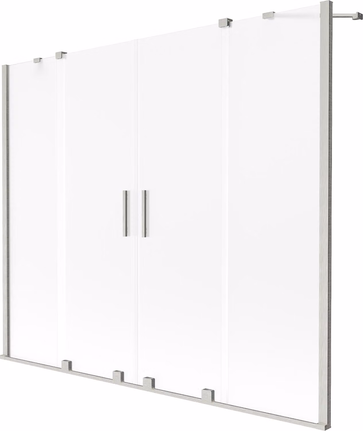 Mexen Velar Duo paravento per vasca da bagno a 2 ante scorrevoli 200 x 150 cm, opaco, nichel spazzolato - 896-200-000-32-97
