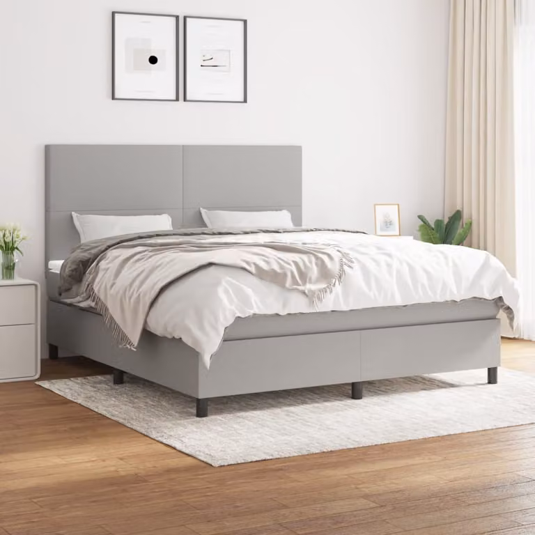 vidaXL Letto Ibrido con Giroletto a Molle e Materasso a Tasche Grigio Chiaro e Bianco L/P: 180 x 200 cm