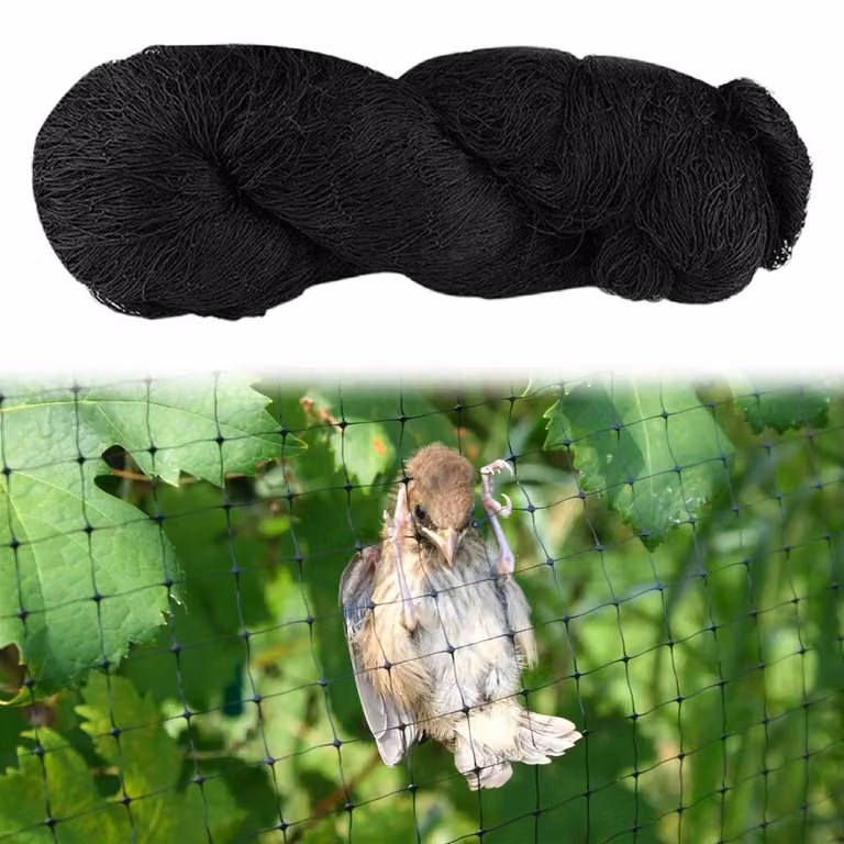 Rete protettiva per uccelli, 15m x 15m, colore nero, in nylon, ideale per giardini, stagni e alberi da frutto