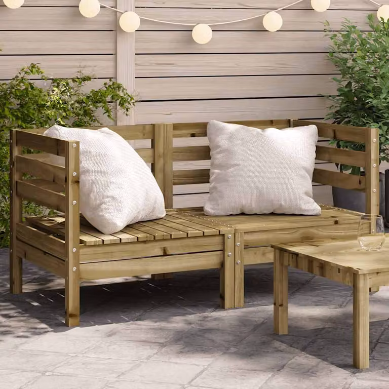 Set di 2 Divani Angolari da Giardino vidaXL in Legno di Pino Impregnato Marrone Stile Rustico