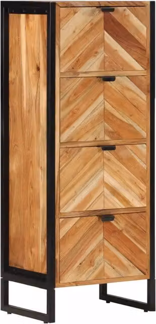Armadio da bagno in legno massello portaoggetti 40 x 30 x 100 cm finitura naturale stile moderno in acacia naturale 02_0047566