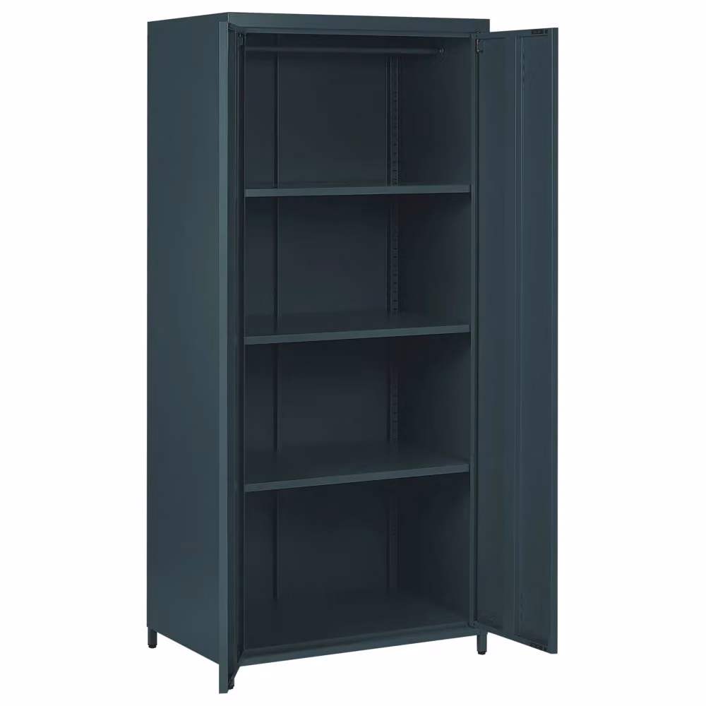 Armadio Portaabiti Beliani Design Industriale Grigio Opaco in Metallo con Ripiani Regolabili e Appendiabiti H 170 x L 76 x P 50 cm – 2