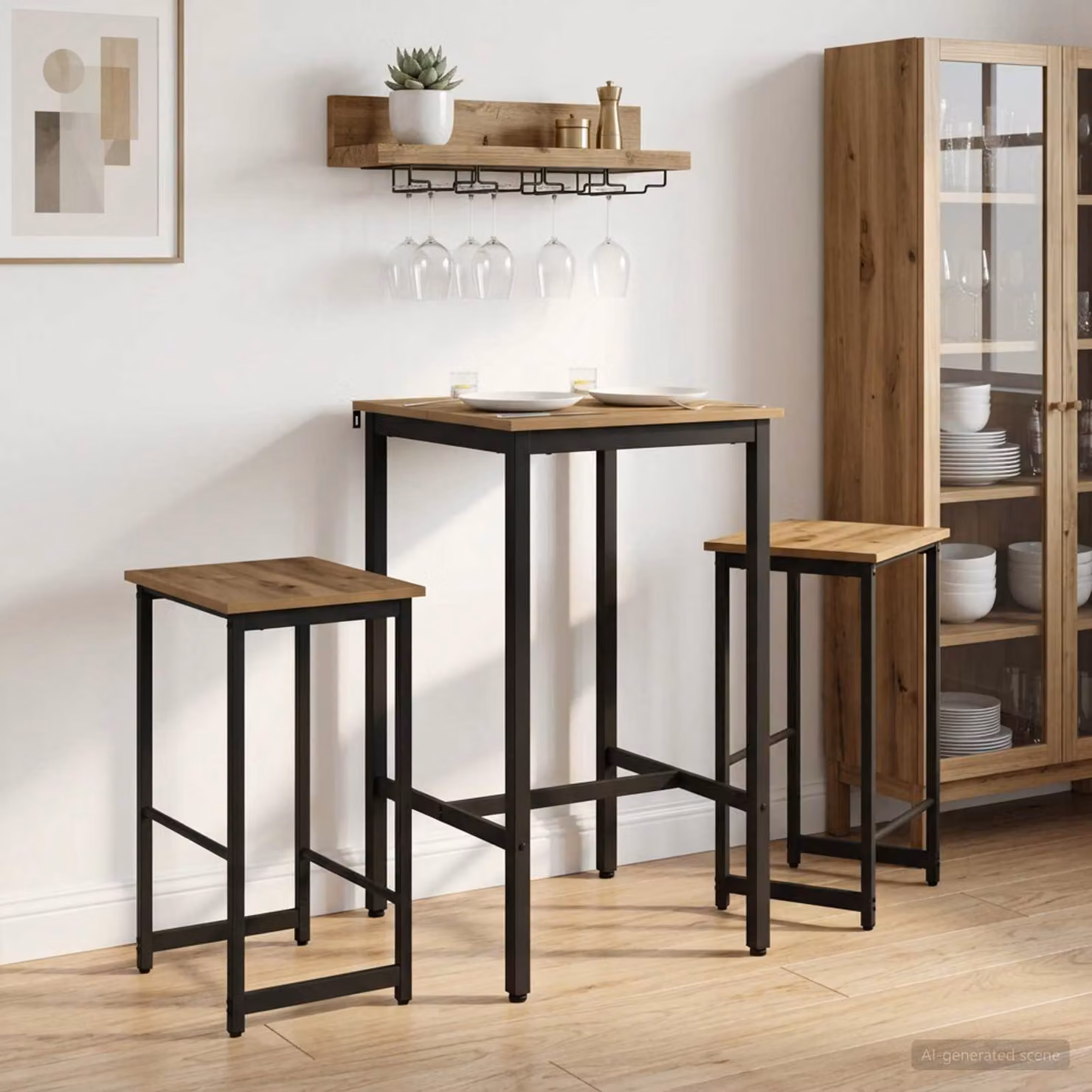 Set di 2 sgabelli da bar vidaXL in stile moderno, colore rovere marrone, L 40 cm x P 32 cm x H 74 cm