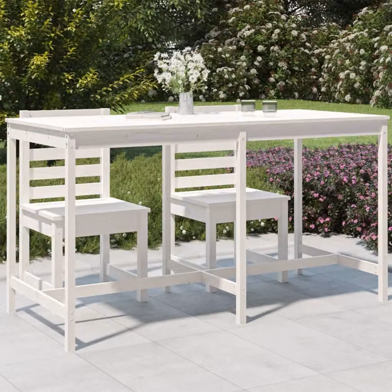 Maison Exclusive - Tavolo da giardino bianco 203,5x90x110 cm in legno massello di pino