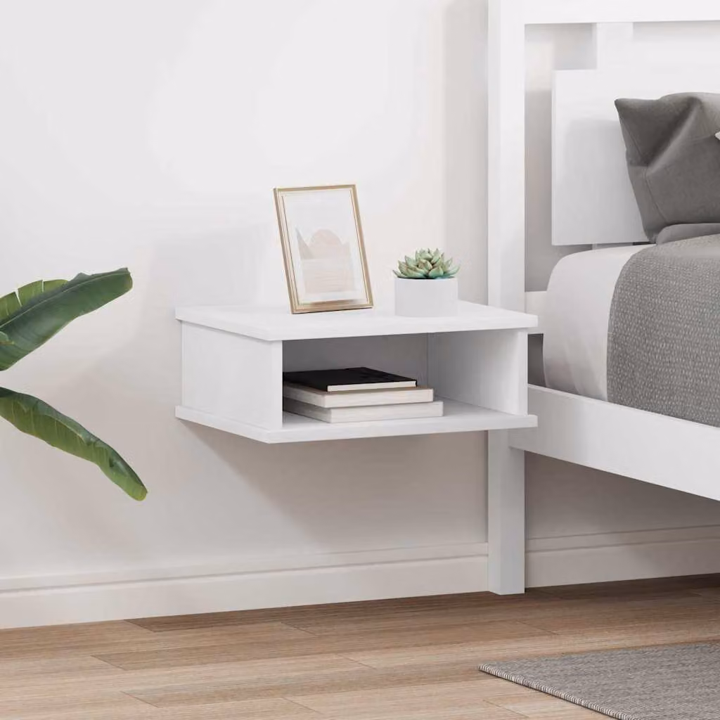 Set di 2 comodini sospesi vidaXL in legno MDF bianco opaco L 40 cm x P 31 cm x H 15 cm