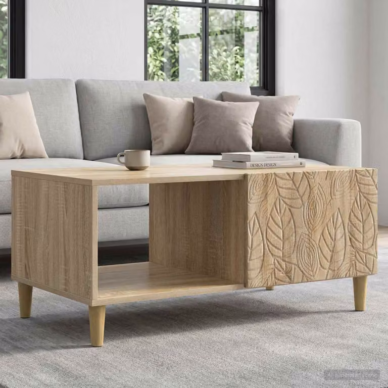 vidaXL Tavolino da salotto moderno rettangolare in MDF laminato, colore beige e marrone, L: 90 cm, P: 50 cm, H: 40 cm