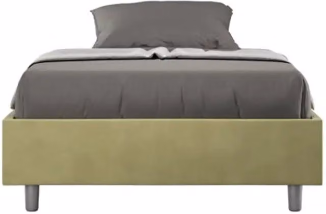 Letto una piazza e mezza contenitore imbottito 120x210 microfibra tè verde Azelia