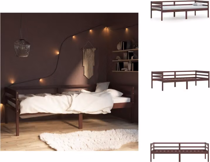vidaXL Letto in legno massiccio di pino marrone scuro 90x200 cm - Letti e strutture letto
