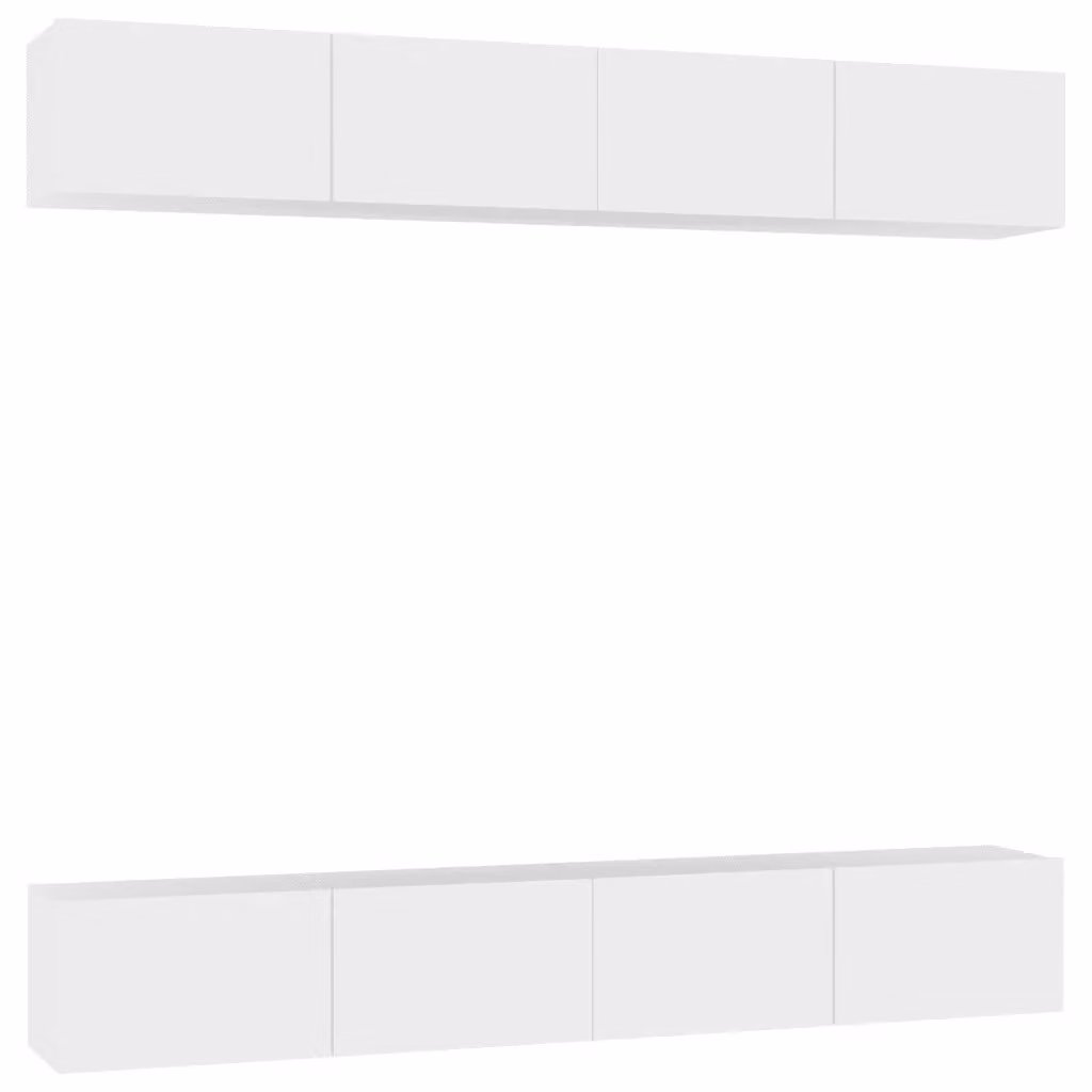 Set di 4 mobili porta TV vidaXL bianchi in legno multistrato con design minimalista da parete L: 100 cm, P: 30 cm, H: 30 cm – 2