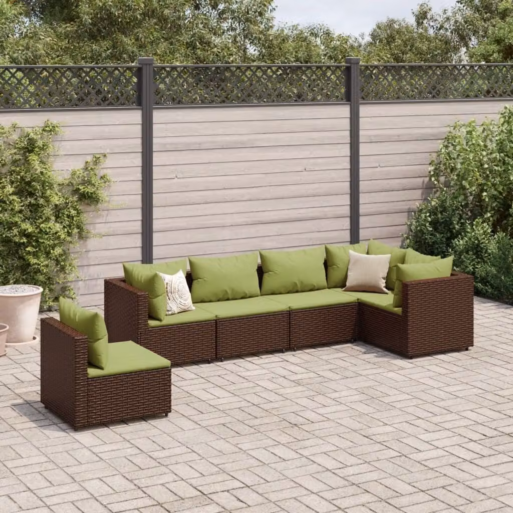 Maison Exclusive - Set da giardino 6 pezzi con cuscini Marrone Poly Rattan