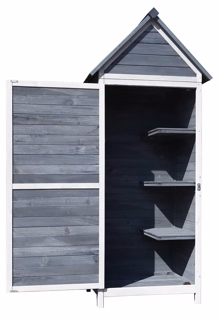 Armadietto da giardino in legno, color grigio chiaro - 77x53x179 cm - Resistente agli agenti atmosferici