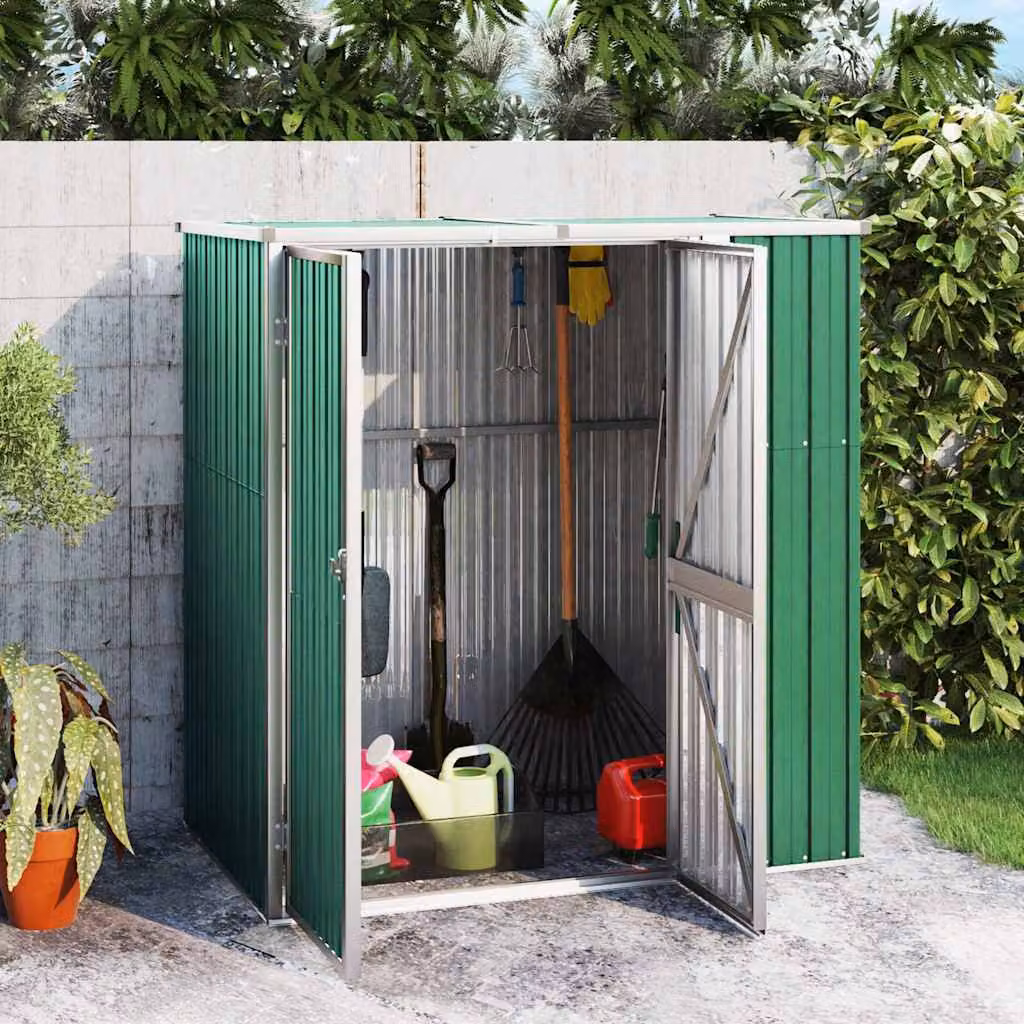 Capanno per attrezzi vidaXL in acciaio zincato verde L: 161 cm, P: 89 cm, H: 161 cm